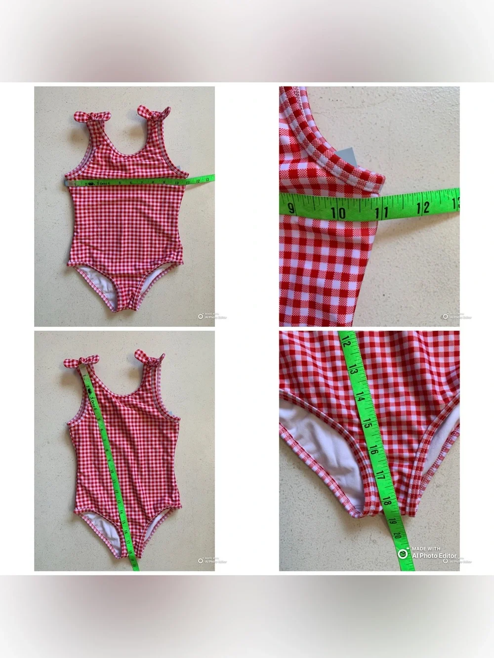 Cat & Jack Girls Red & White Gingham Check One Piece Swimsuit Size 5T NWT